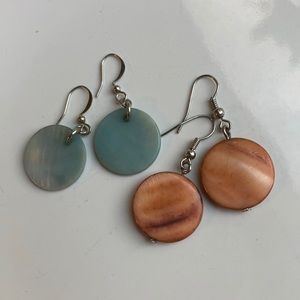 🖐 5 for $15 Set of 2 Flat Bead Dangle Earrings